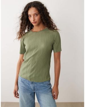 Vila Plisse T-shirt Co-ord - Green