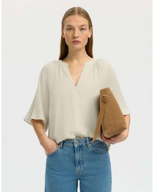 SELECTED Blusa Con Cuello De Pico-Blanco - Neutro