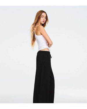 Bershka Tall Barrel Plush Trousers With Stoppers - White