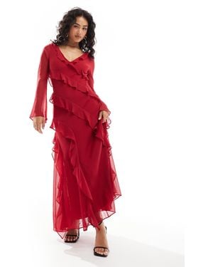 EVER NEW Long Sleeve Midaxi Dress - Red