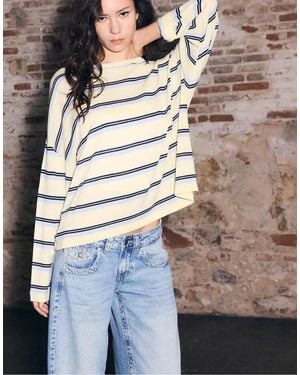 Stradivarius Maglione Sottile A Righe Pastello - Giallo