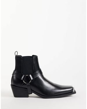 ASOS Chelsea-boots mit cuban heel und abnehmbarem riemen - Schwarz