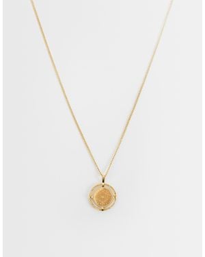 ASOS Waterproof Stainless Steel Necklace With Disc Charm - Metallic