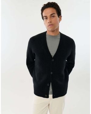 Threadbare Relaxed Fit Wool Blend V Neck Cardigan - Black