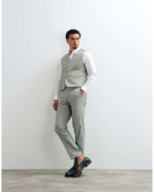 Jack & Jones Premium Linen Blend Slim Suit Trousers - Grey