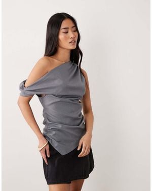 Miss Selfridge Tailored Drape Top - Grey