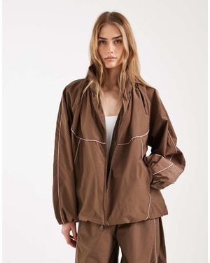 ASOS Premium Oversized Track Jacket - Brown