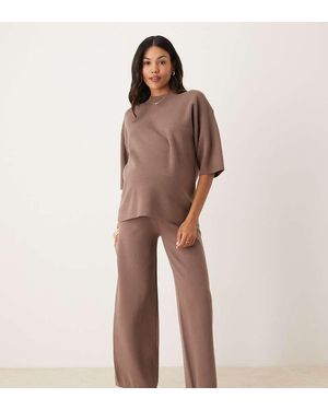 ASOS Asos Design Maternity Knitted Structured Trouser Co-Ord - Brown