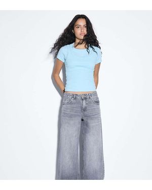Stradivarius Petite D91 Low Wide-Leg Jeans - Blue