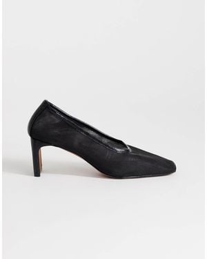 TOPSHOP Abbigail Mesh Mid Heeled Pumps - Black