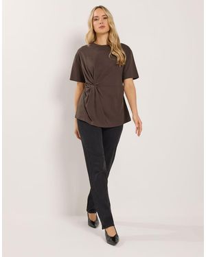 Long Tall Sally Twist Front T-Shirt - Natural
