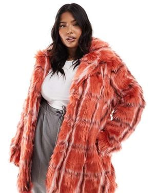 Glamorous Faux Fur Coat - Red