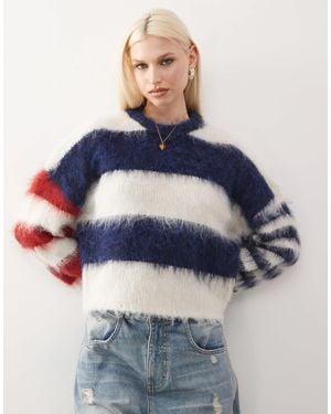 The Ragged Priest Oversized Stripe Sweater - Blue