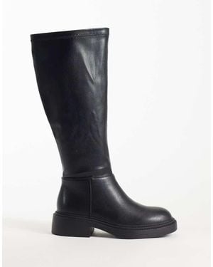 New Look Wide Fit Stivali Al Ginocchio Chunky Neri - Nero