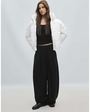Stradivarius Basic Piumino Con Cappuccio - Bianco