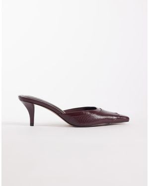 ASOS Mules De Tacón De Estilo Wéstern Con Puntera Fina Cuadrada Sammie De -Rojo - Morado