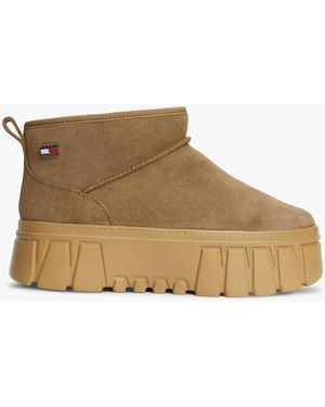 Tommy Hilfiger Stiefeletten aus wildleder mit warmer fütterung und plateau - Braun