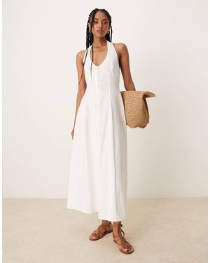 ASOS – neckholder-midikleid - Natur
