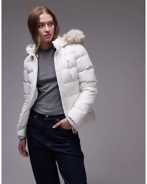 Tommy Hilfiger Down Puffer Jacket With Fur Hood - Blue