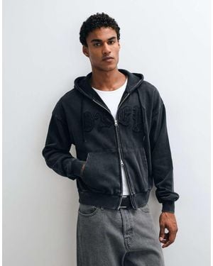 Obey Felpa Con Cappuccio Gothic Con Zip Integrale - Blu