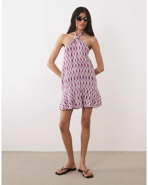 Mango Teen Tie Waist Halterneck Mini Dress - Pink