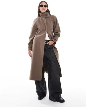 ASOS Funnel Neck Longline Coat - Brown
