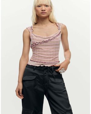 Desigual Pantalones Cargo Negros De Satén - Azul