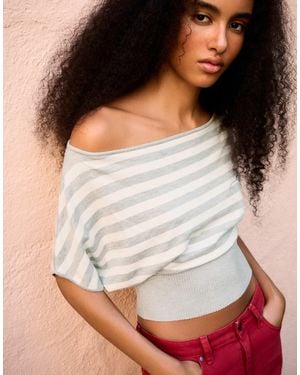Bershka Pullover mit asymmetrischem ausschnitt - Braun
