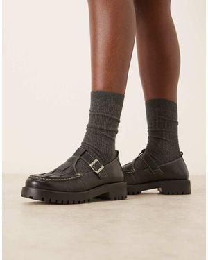 Walk London Clara Woven Loafers - Brown