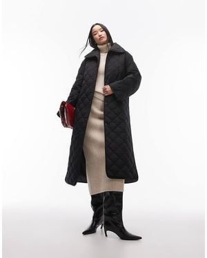 ARKET Down Quilted Oversized Midaxi Coat With High Neck And Split Sides - White