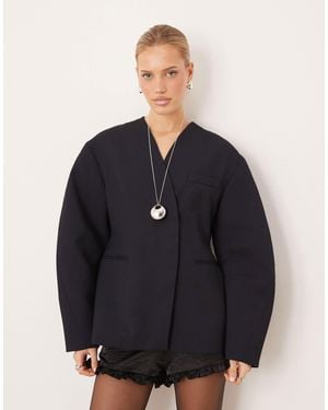 ASOS Collarless Cinch Waist Blazer - Blue
