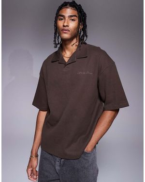 River Island Polo Squadrata Con Colletto A Rever - Grigio