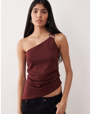 Y.A.S Top asymétrique avec détail métallique - bordeaux - Rouge