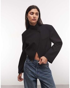 ASOS Blazerjack Met Overslaghals En Cropped Pasvorm - Blauw
