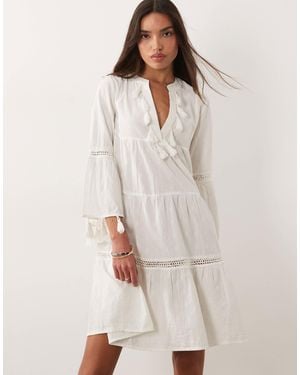 Accessorize Flute Sleeve Kaftan Dress - Natural
