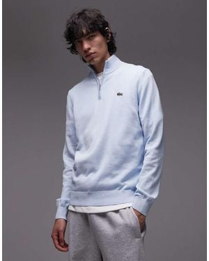 Lacoste Jersey Azul Claro Con Cremallera Corta De - Gris