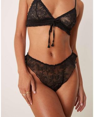 Free People Gia Tanga Frilly Lace Pant - Black