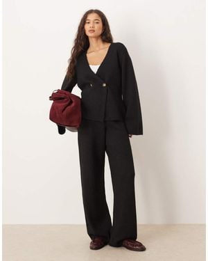 Y.A.S Wide Leg Knitted Trousers Co-ord - Black