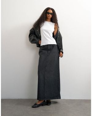 TOPSHOP Low Rise Maxi Column Skirt - Black
