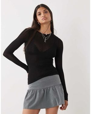 Weekday Soft Semi Sheer Long Sleeve T-shirt - Black