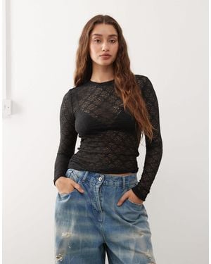 Noisy May Long Sleeve Lace Top - Blue