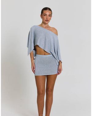 Aria Cove Glitzer-strick-poncho-top mit schulterfreiem ausschnitt als kombiteil - Blau
