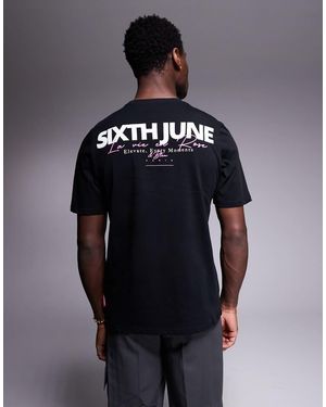 Sixth June T-Shirt Nera Con Scritta Del Logo Sul Retro - Blu
