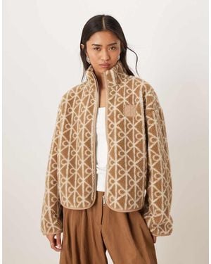Calvin Klein Monogram Logo Sherpa Jacket - Brown