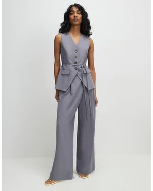 River Island Wrap Detail Wide Leg Trousers - Blue