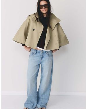 Stradivarius Trench A Mantella Color Pietra - Blu