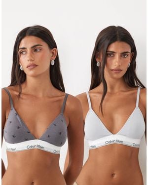 Calvin Klein Icon baumwoll-modal leicht gefütterter triangel-bh 2er-pack - Braun