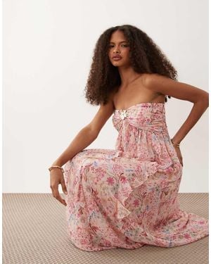 Abercrombie & Fitch Strapless Ruffle Hardware Maxi Dress - Pink