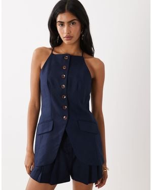 River Island – longline-weste aus leinenmix - Blau