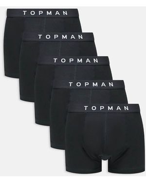 TOPMAN Confezione Da 5 Boxer Aderenti Neri Con Fascia - Nero
